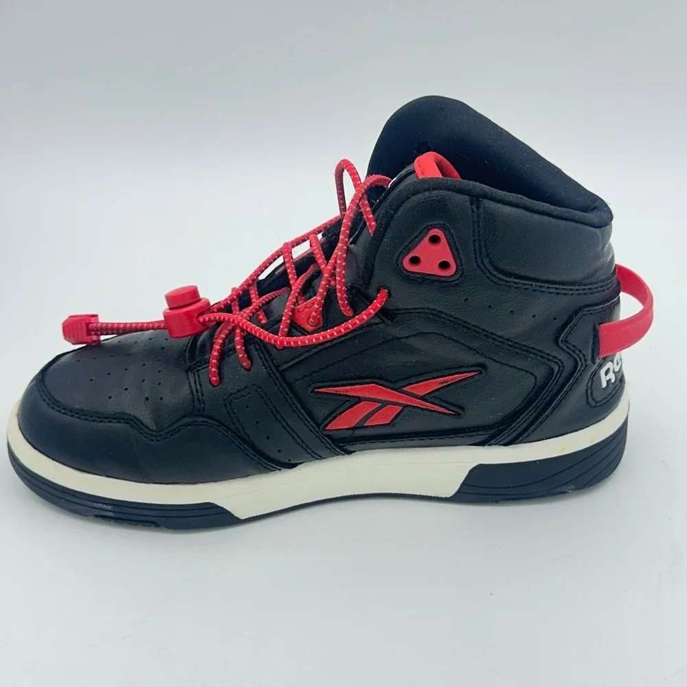 Reebok Maverick Mid‎ Kids Basketball Sneakers Black Red Boys 3K Toggle Laces